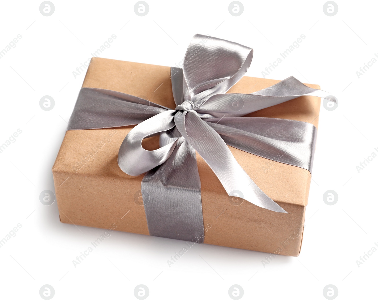 Photo of Beautifully wrapped gift box on white background