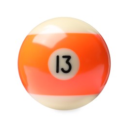 Photo of Billiard ball with number 13 isolated on white