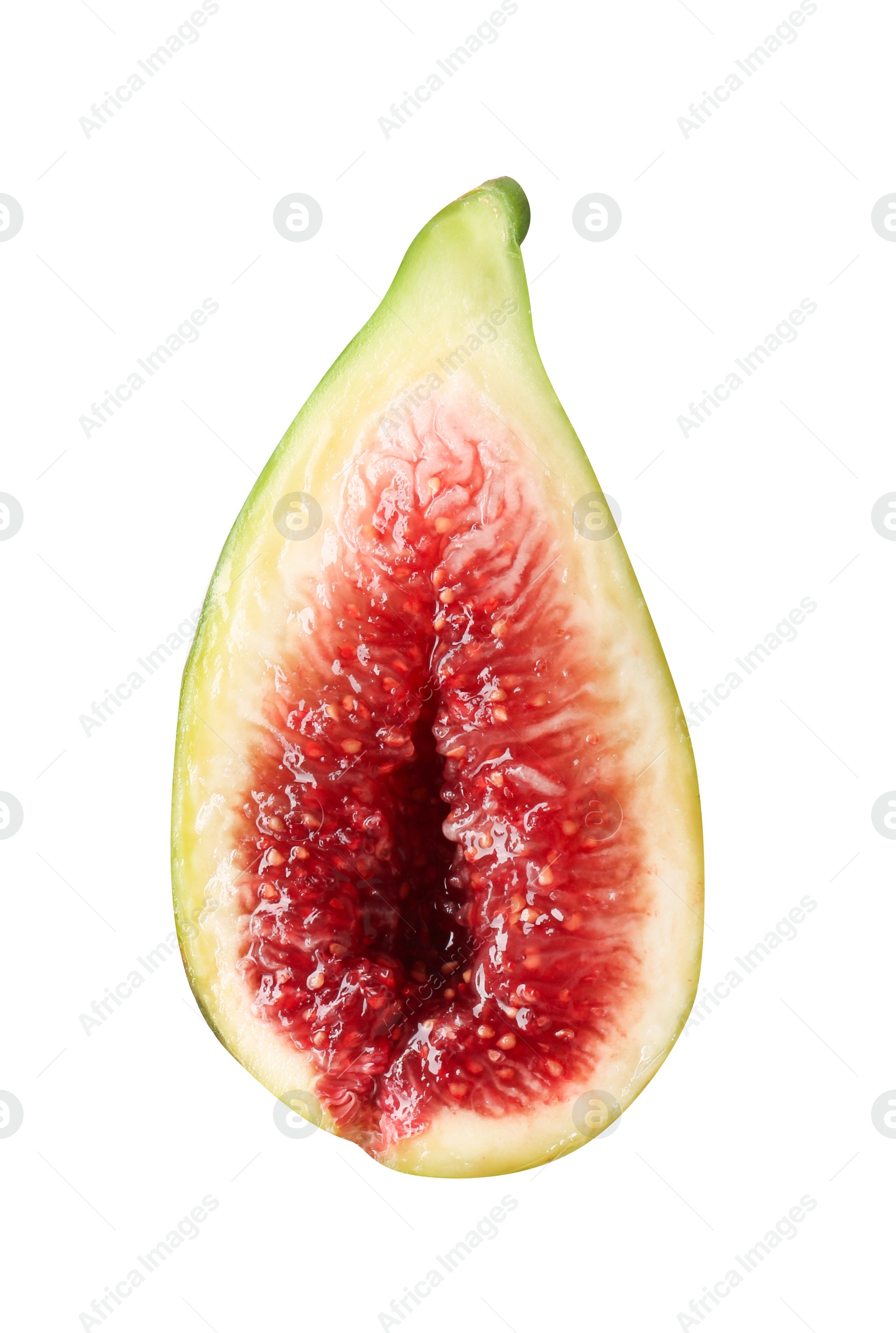 Photo of Half of fresh green fig isolated on white