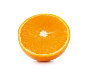 Photo of Half of ripe orange isolated on white