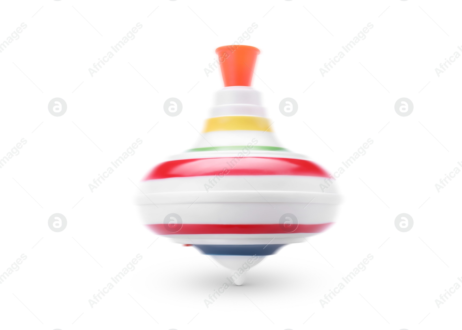 Image of One spinning top in motion on white background. Toy whirligig