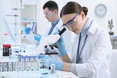 Photo of Scientists working with samples in laboratory. Medical research