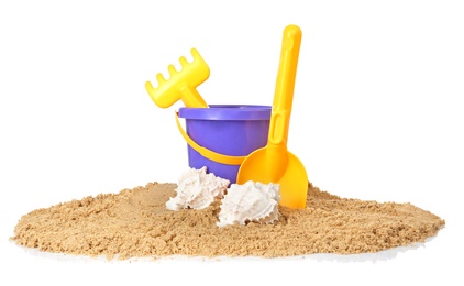 Composition with beach objects on white background