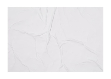 Top view of creased blank poster on white background