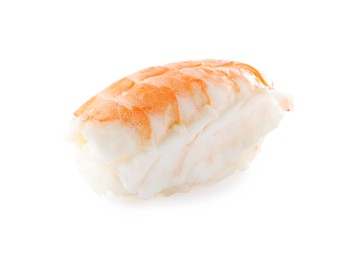 Delicious nigiri sushi with shrimp isolated on white