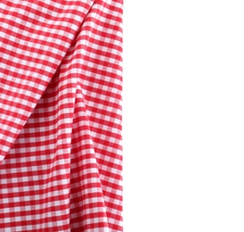 Photo of Classic red checkered tablecloth isolated on white, top view