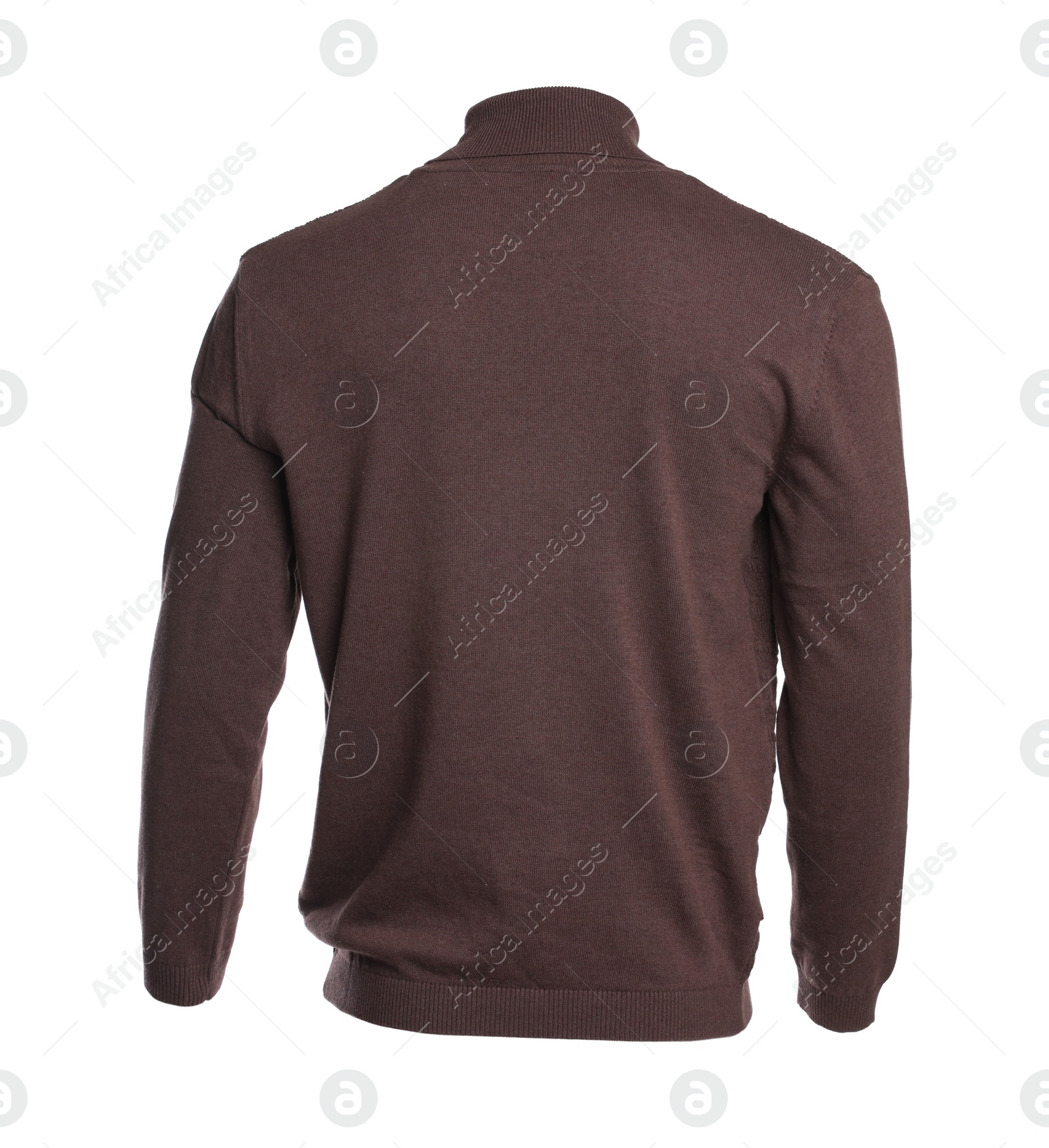 Photo of Stylish brown sweater isolated on white. Men`s clothes