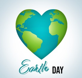 Illustration of Happy Earth day. Planet in shape of heart on light background, illustration