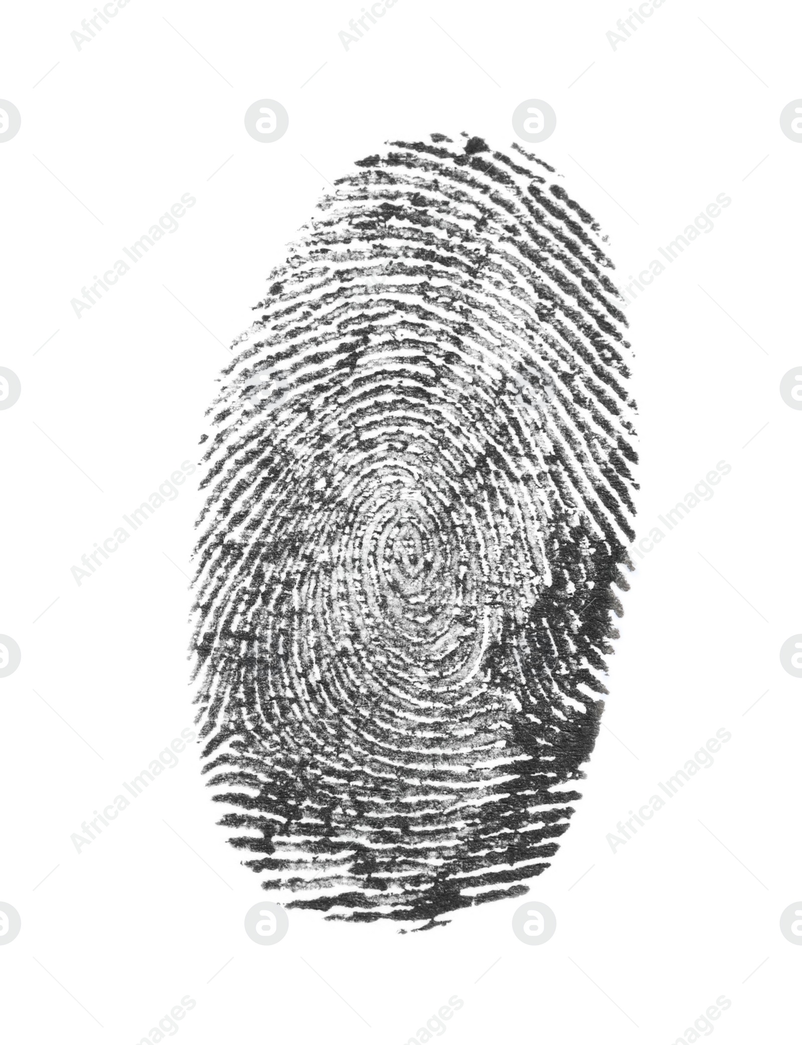 Photo of Black fingerprint made with ink on white background