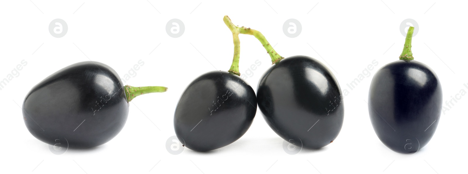 Image of Set of fresh grapes on white background. Banner design