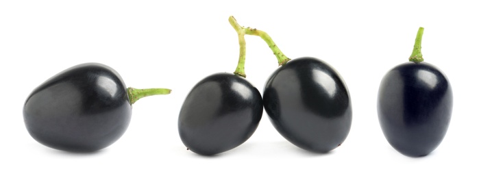 Image of Set of fresh grapes on white background. Banner design