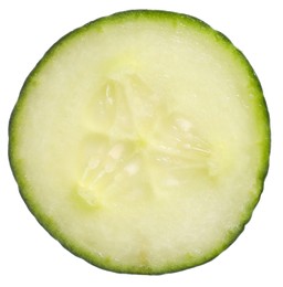 Photo of Slice of fresh cucumber isolated on white