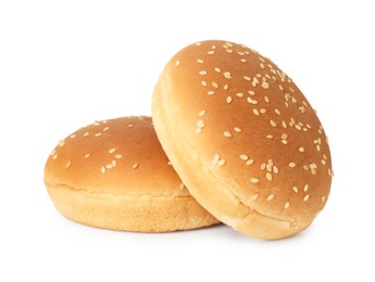 Photo of Two fresh burger buns isolated on white