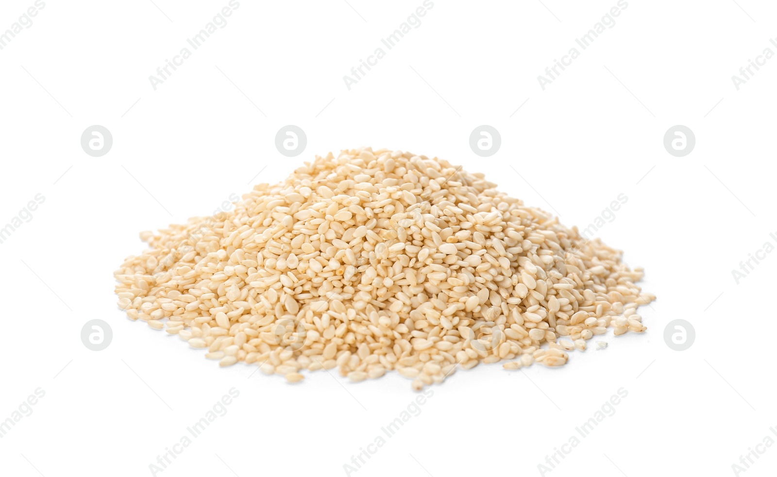 Photo of Pile of sesame seeds on white background