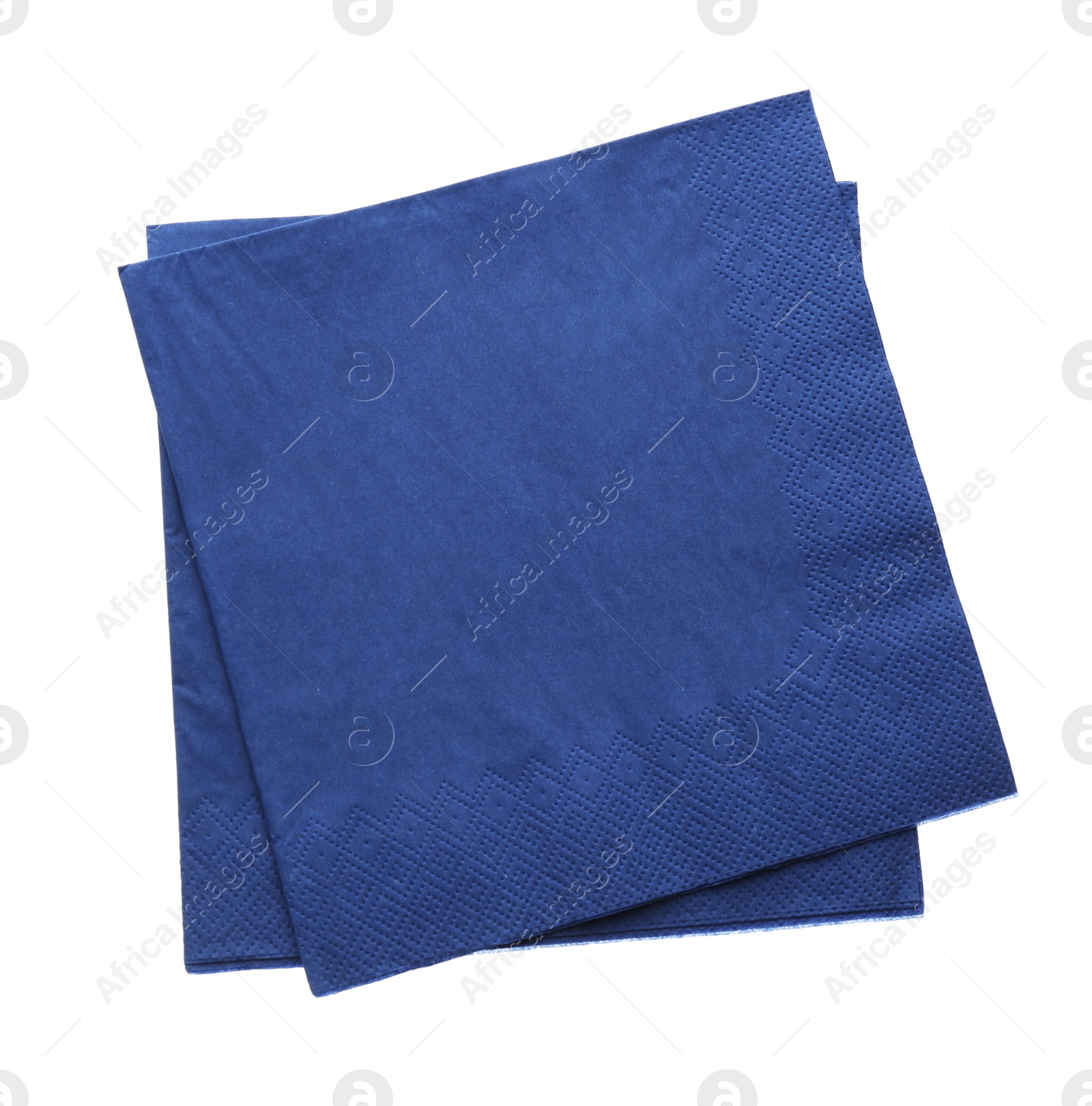 Photo of Blue clean paper tissues on white background, top view