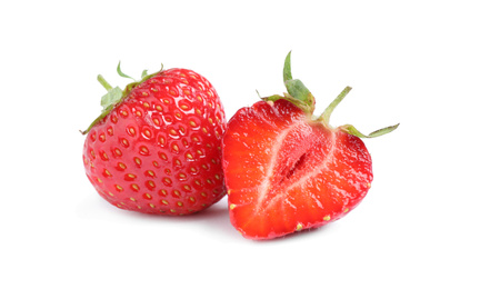 Photo of Sweet fresh ripe strawberries on white background