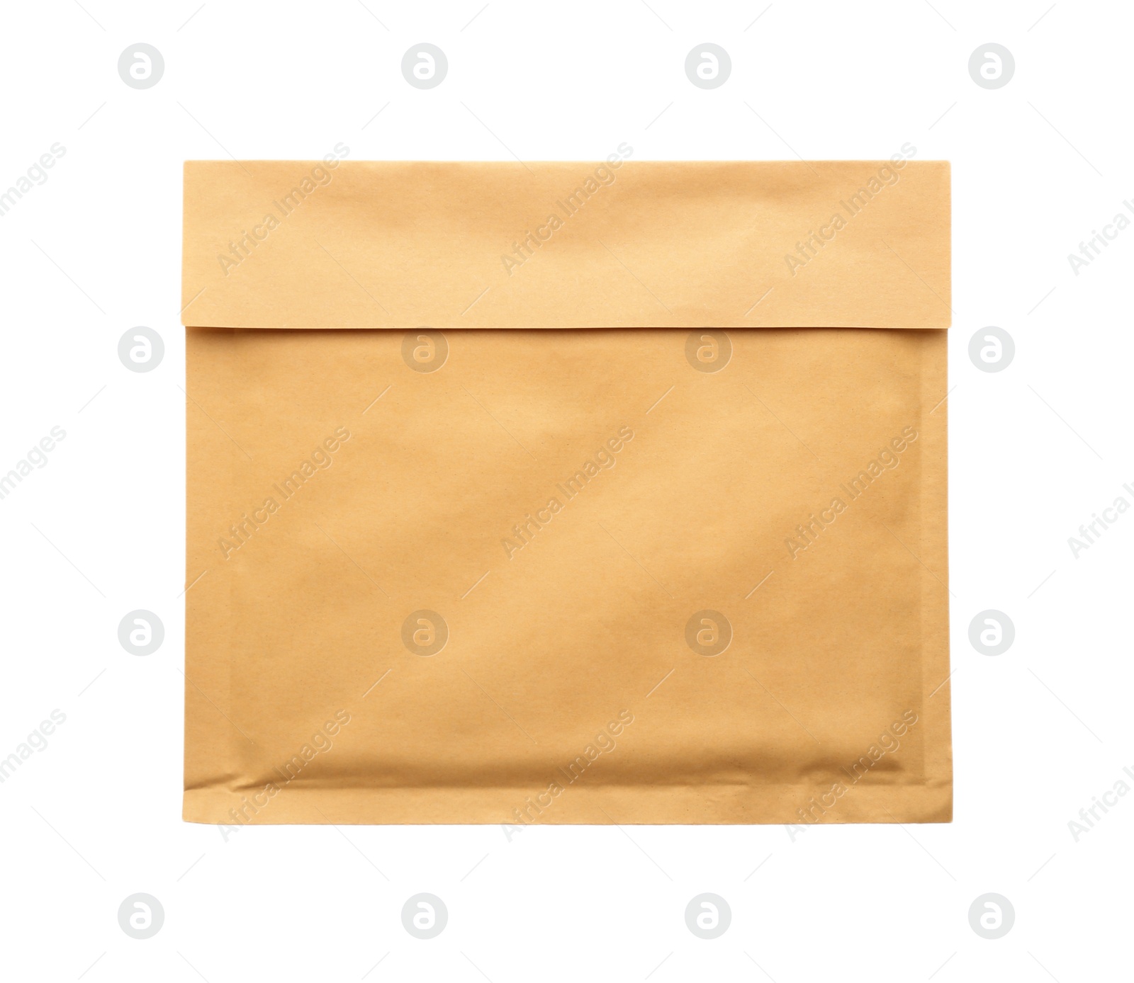 Photo of Kraft paper envelope isolated on white. Mail service