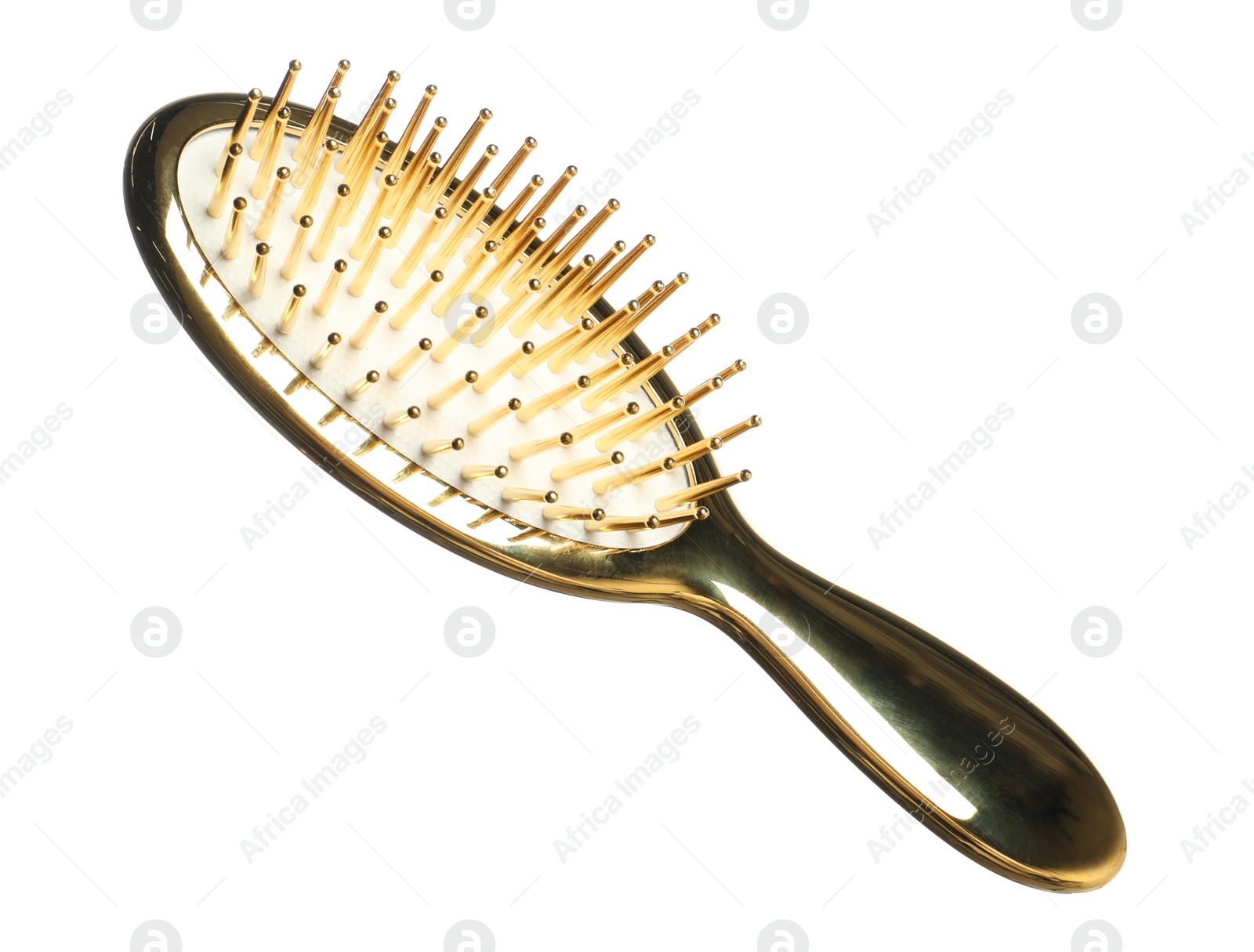 Photo of New stylish hair brush isolated on white