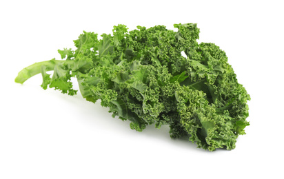 Photo of Fresh green kale leaf isolated on white