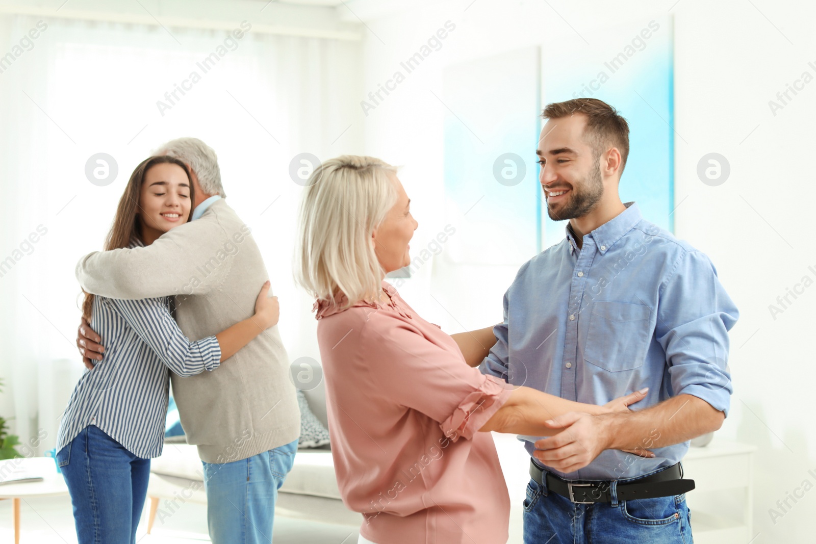 Photo of Happy family at home. Reunion of generations