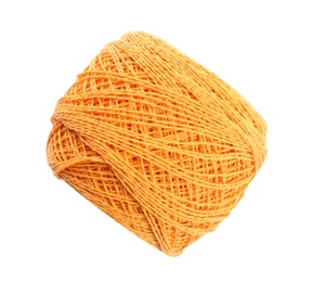 Clew of color knitting thread on white background