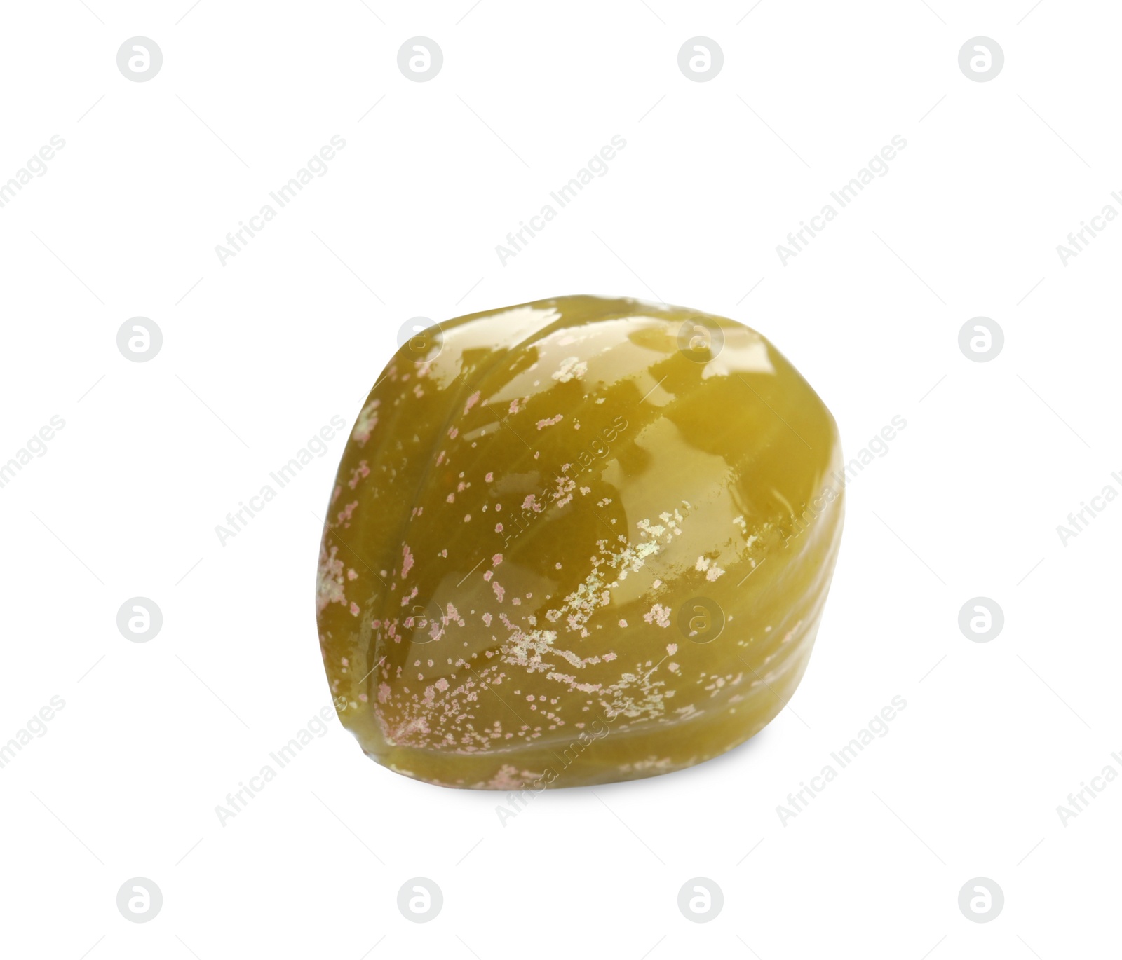 Photo of One delicious pickled caper isolated on white