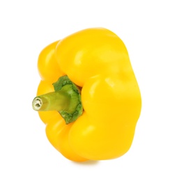 Photo of Cut yellow bell pepper isolated on white