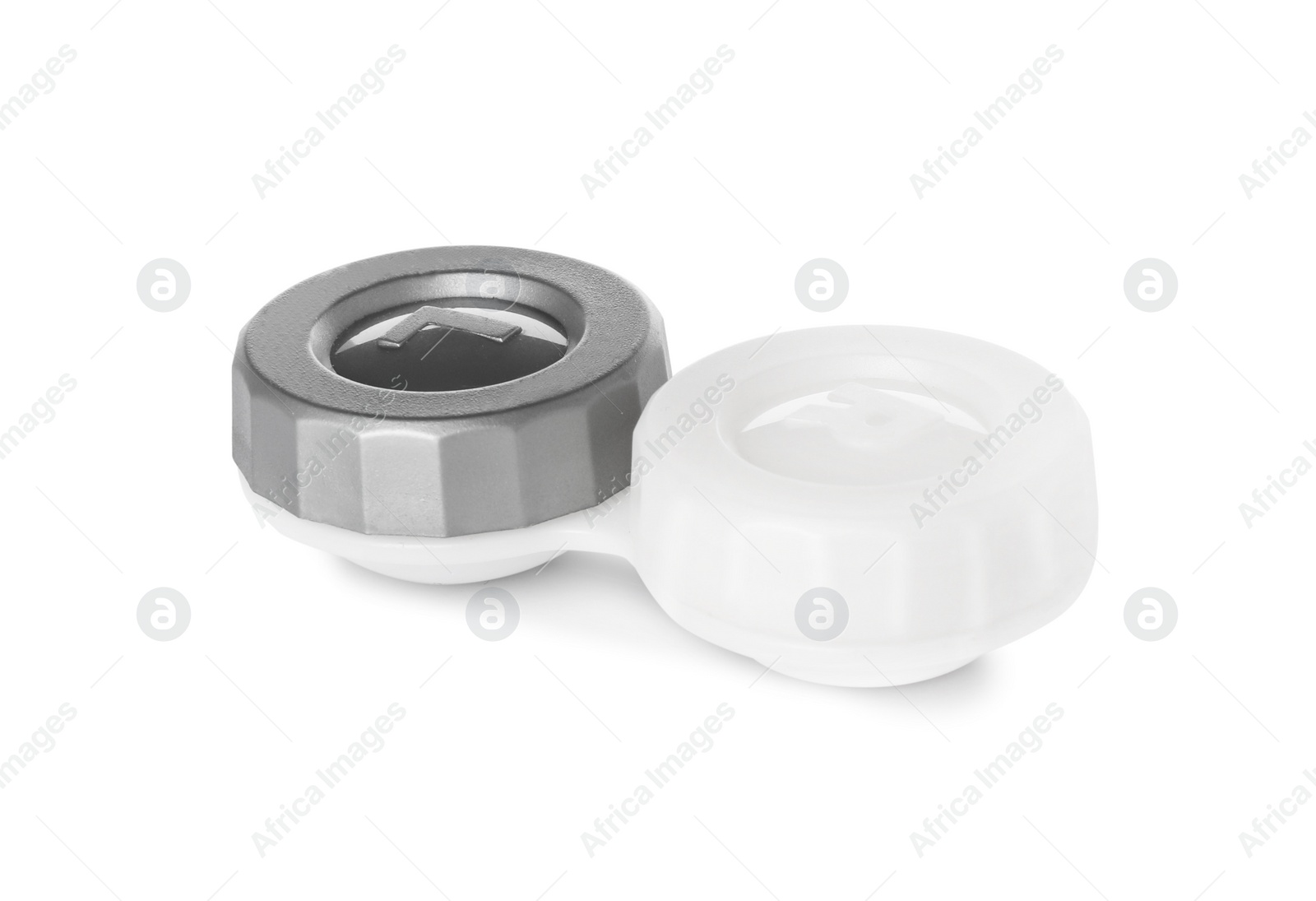 Photo of Case with contact lenses isolated on white
