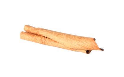 Photo of One aromatic cinnamon stick isolated on white