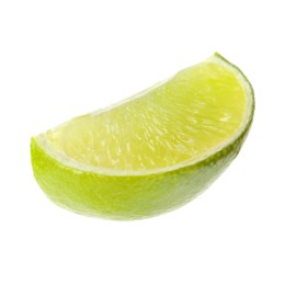 Slice of fresh green ripe lime isolated on white