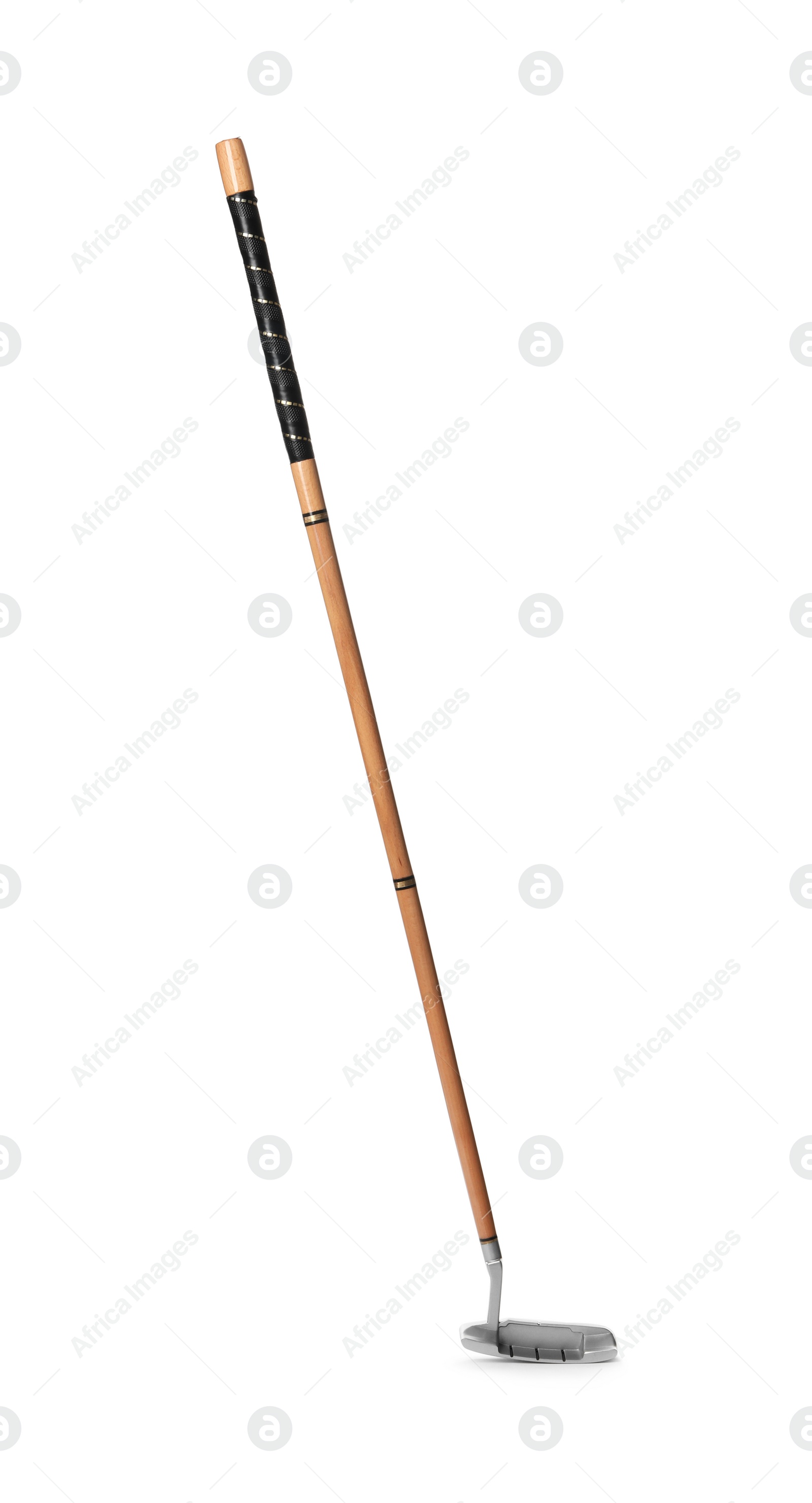 Photo of Golf club on white background. Sport equipment