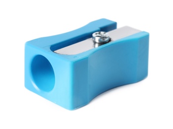 Image of Bright pencil sharpener isolated on white. School stationery