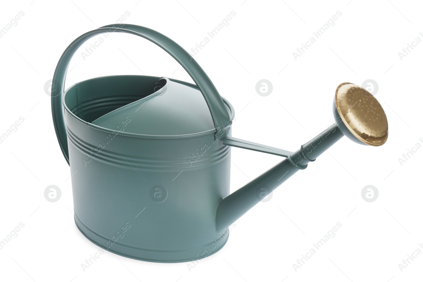 Photo of Metal watering can isolated on white. Gardening tool