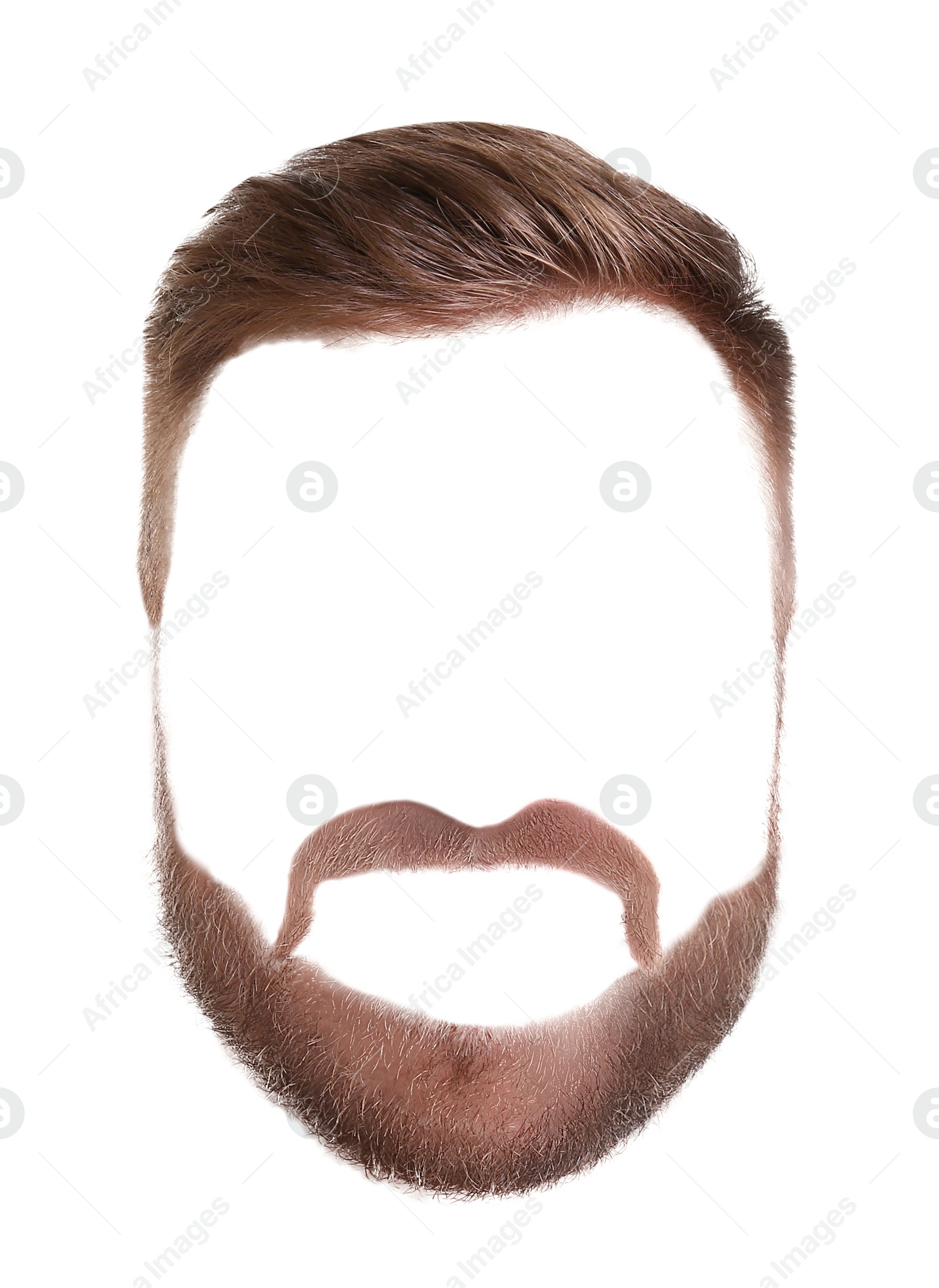 Image of Male hairstyle with beard and mustache isolated on white