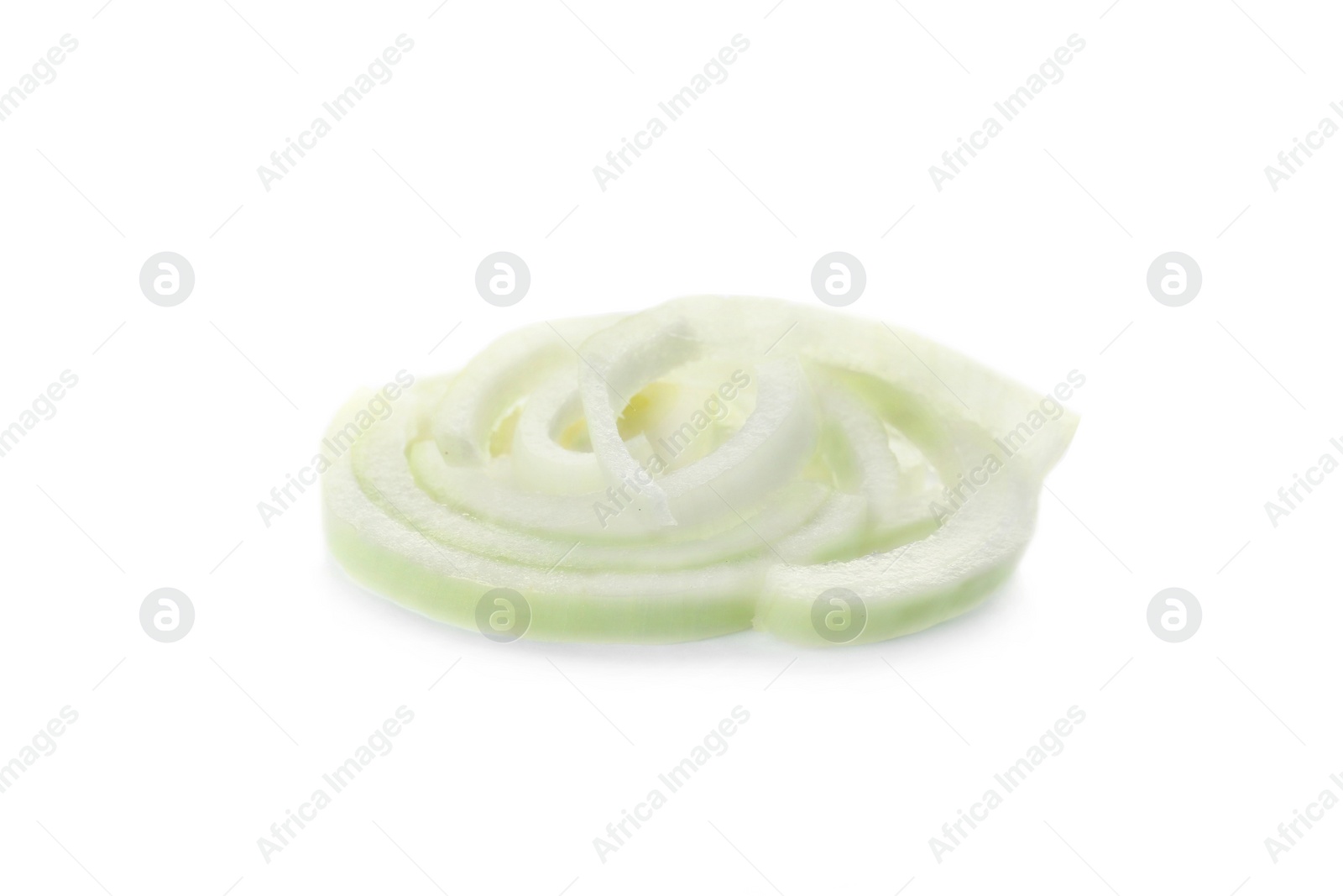 Photo of Fresh onion rings on white background