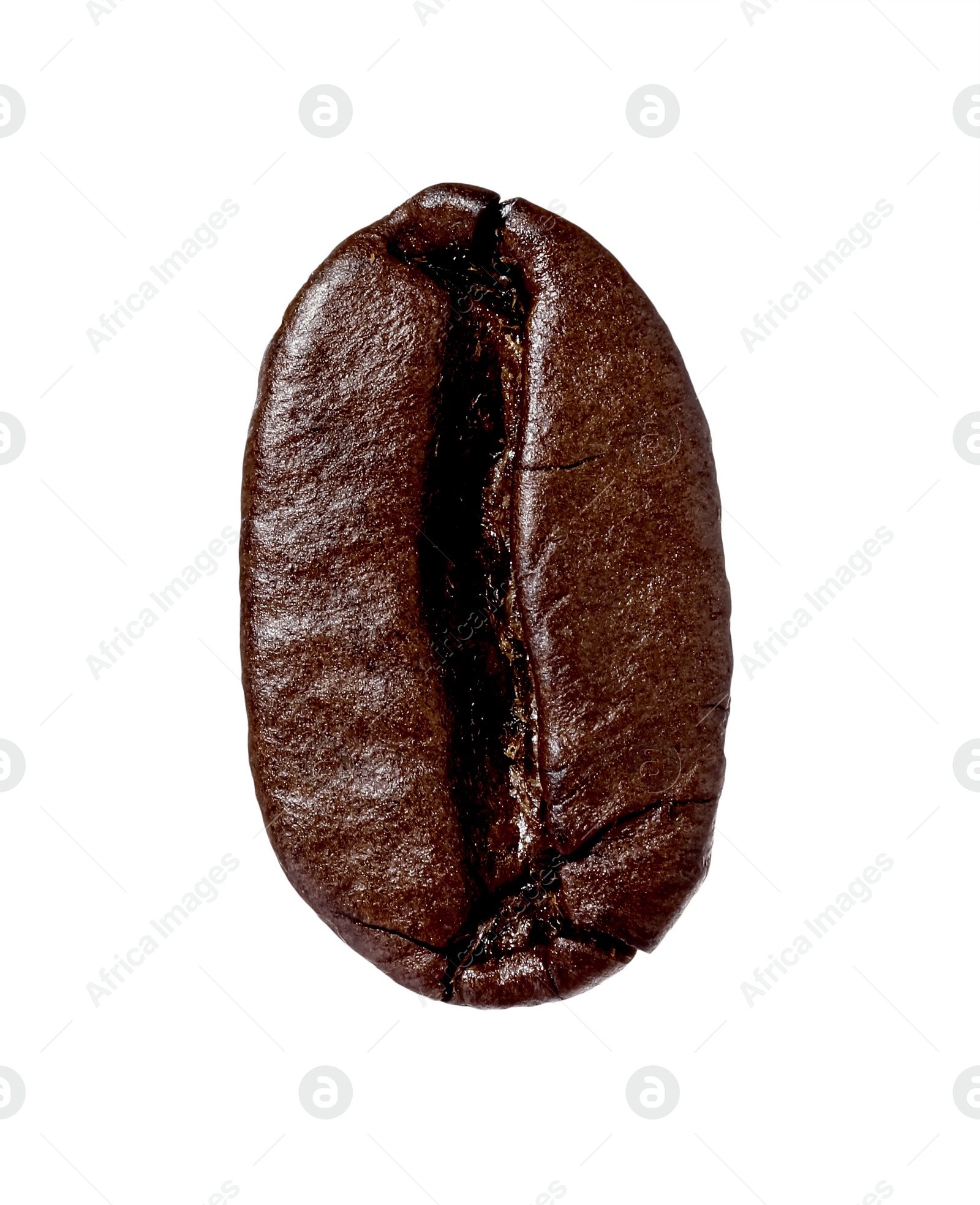 Photo of One aromatic coffee bean isolated on white