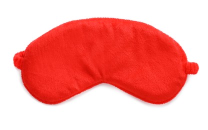 Photo of Red soft sleep mask isolated on white, top view