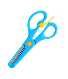 Pair of training scissors on white background