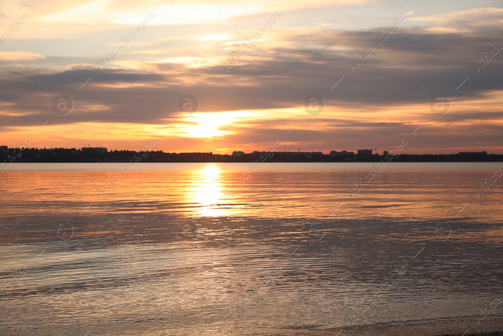 Photo of Picturesque view of beautiful river at sunset. Nature healing power