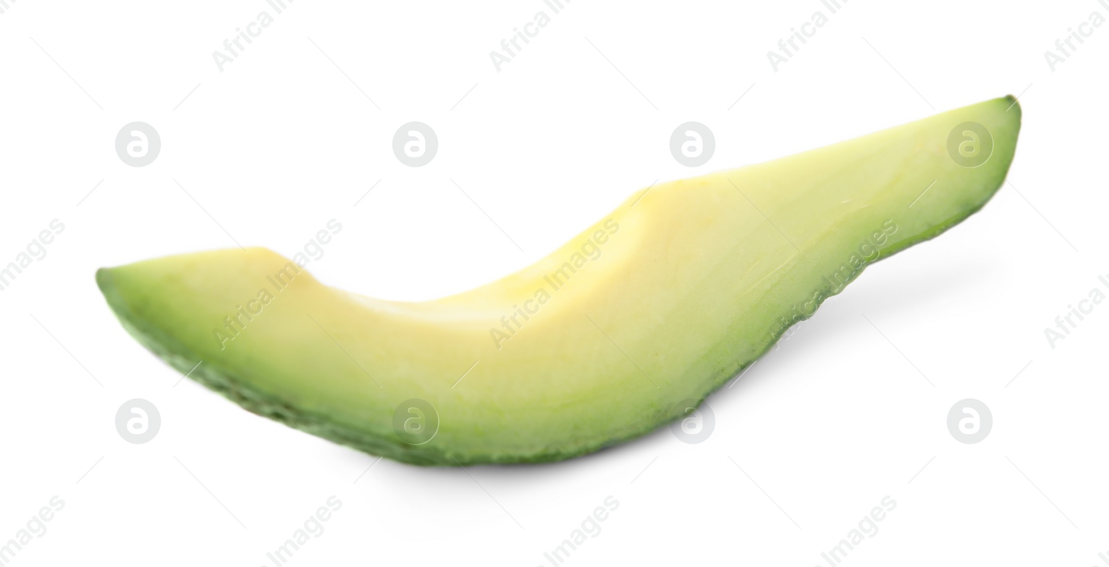 Photo of Slice of tasty ripe avocado isolated on white