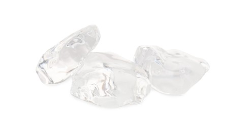 Photo of Pieces of clear ice isolated on white