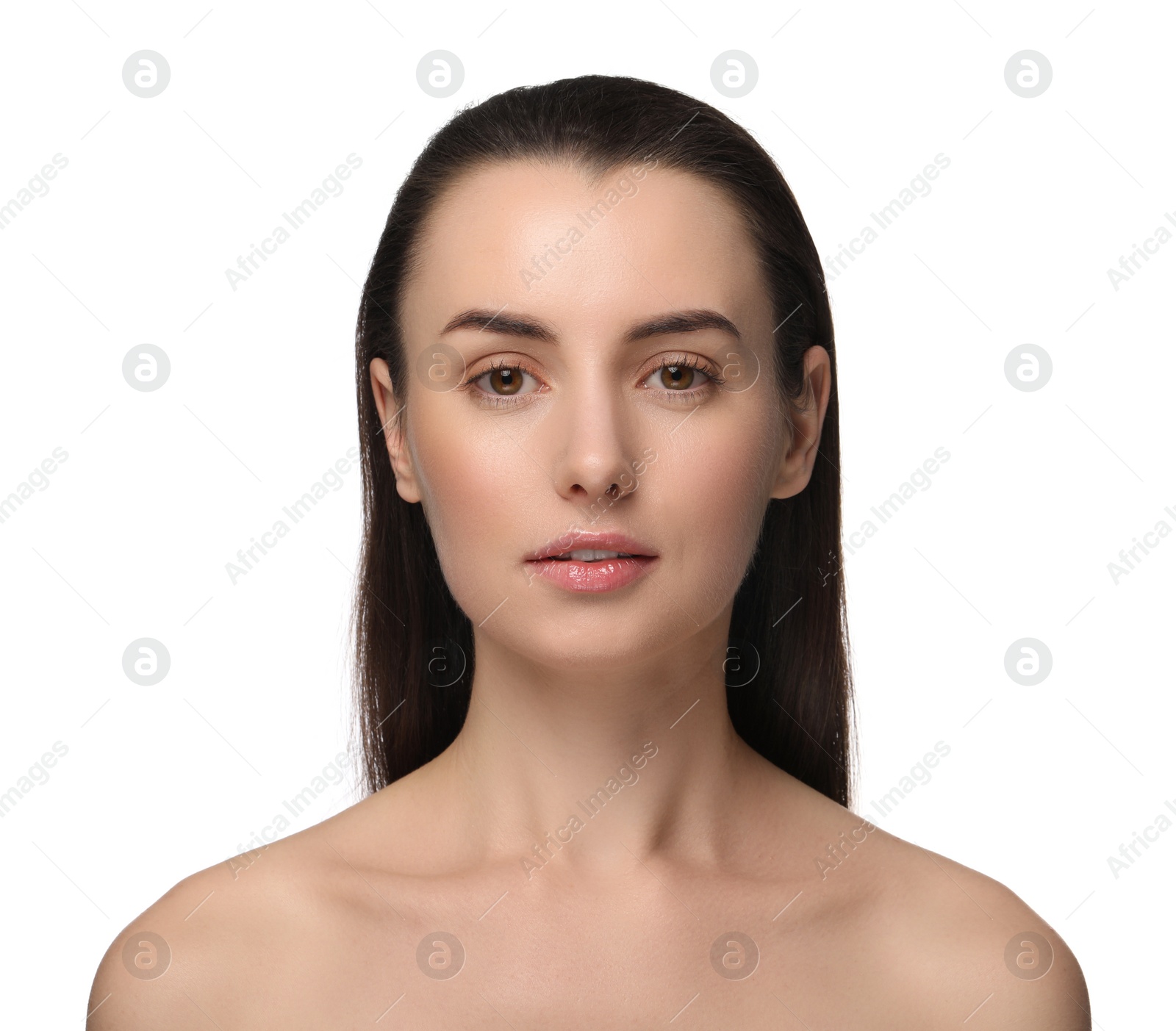 Photo of Portrait of beautiful young woman on white background