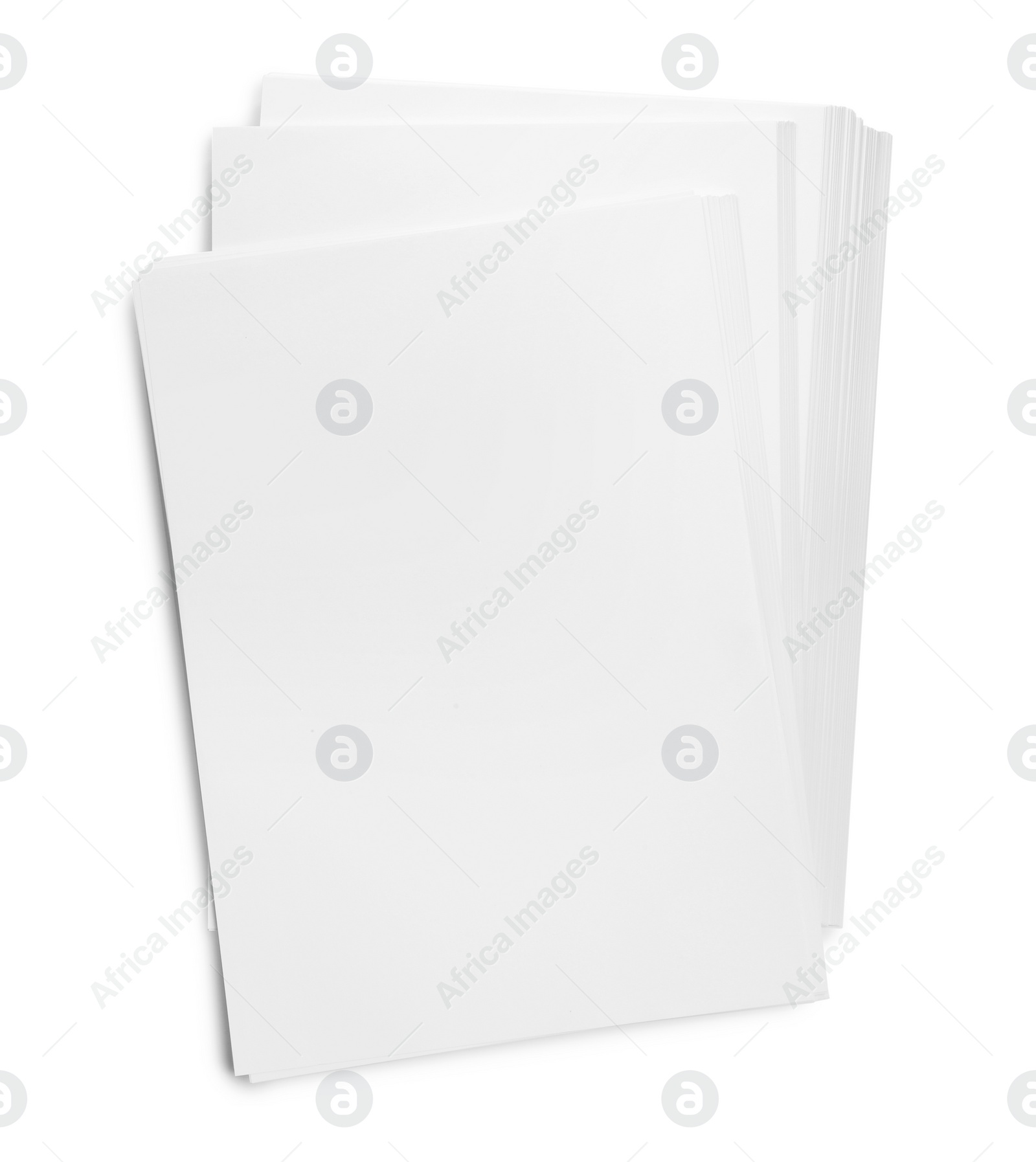 Photo of Pile of paper sheets on white background, top view