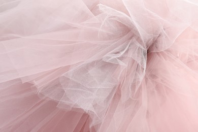 Photo of Beautiful tulle fabric as background, closeup view