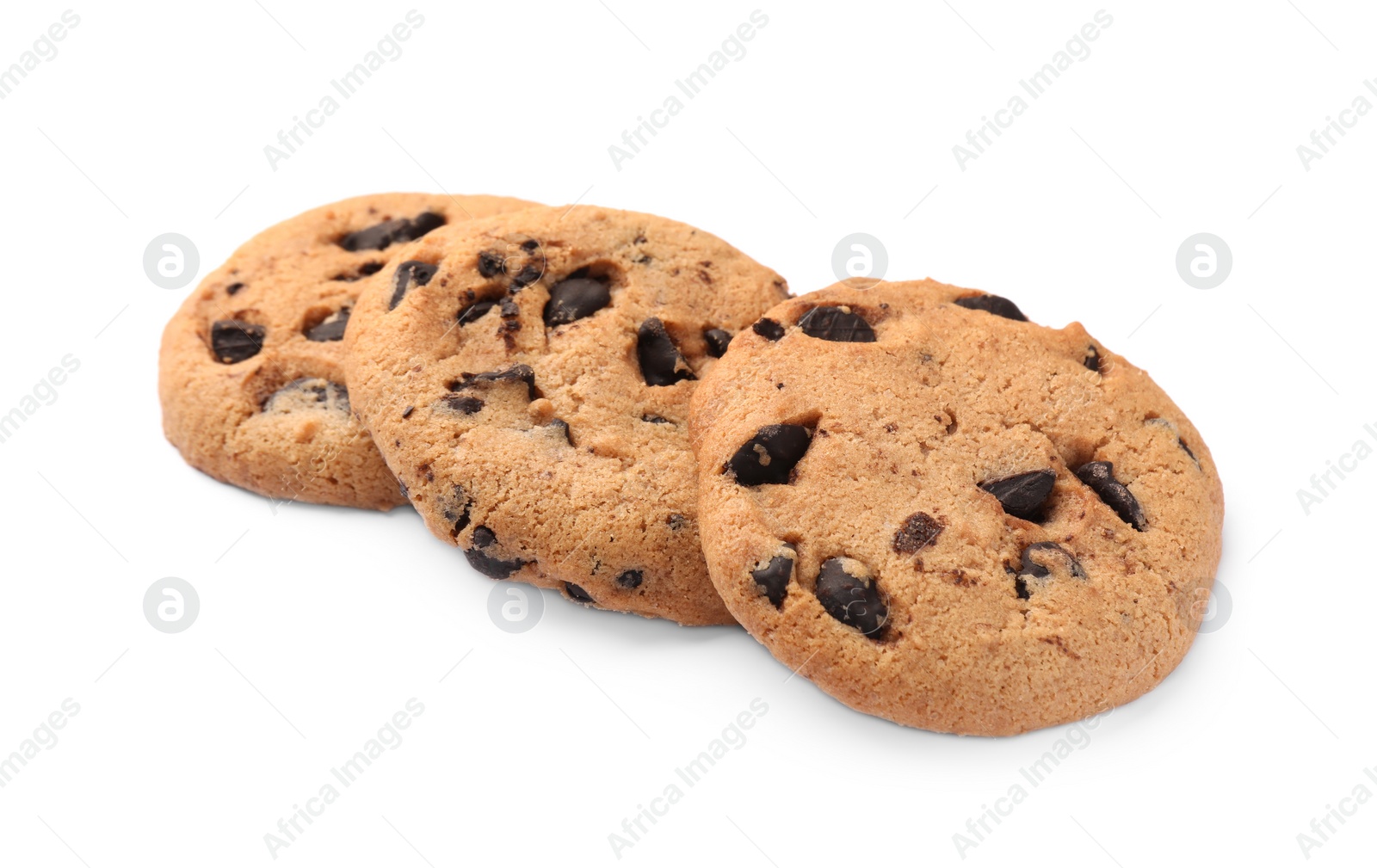 Photo of Delicious chocolate chip cookies isolated on white