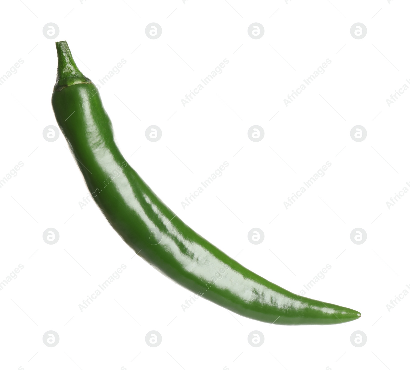 Photo of Green hot chili pepper isolated on white