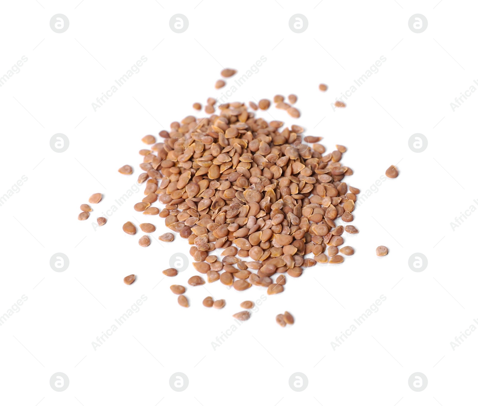 Photo of Pile of tomato seeds on white background