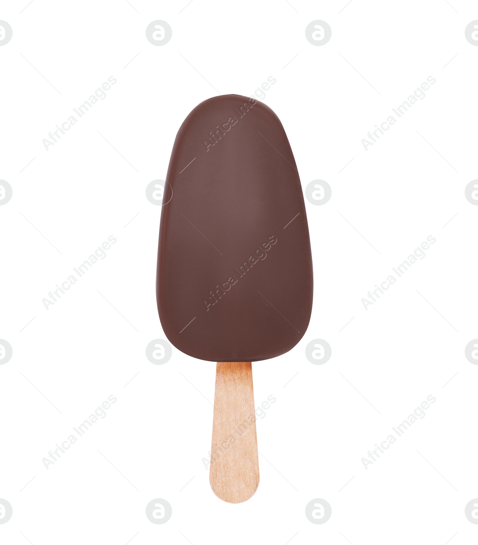 Photo of Delicious glazed ice cream bar isolated on white, top view