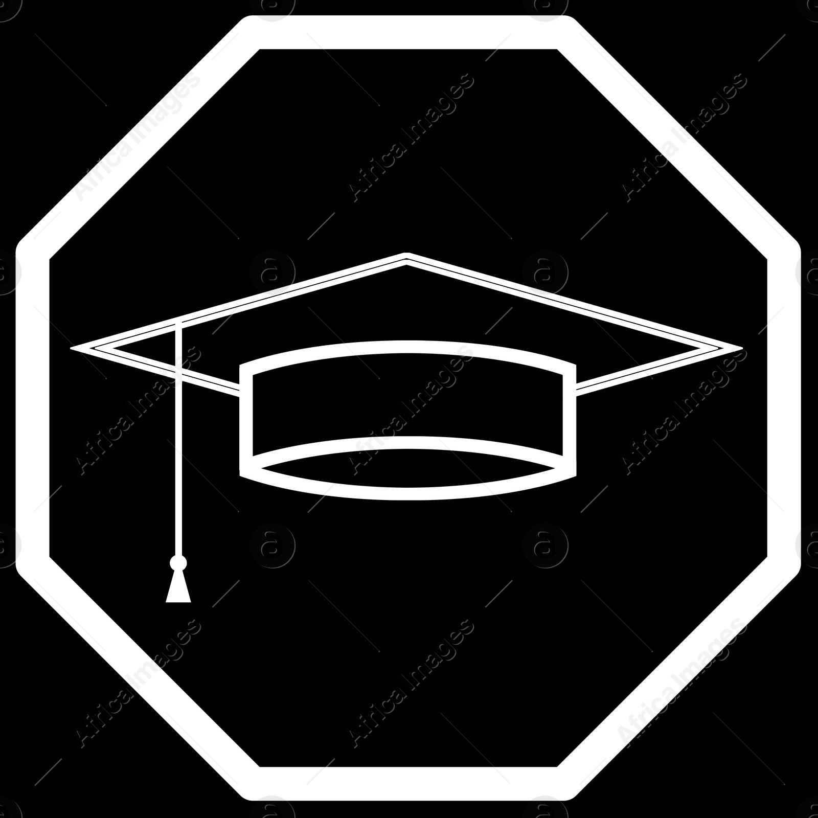 Image of Square academic cap in frame, illustration on black background