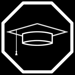 Square academic cap in frame, illustration on black background